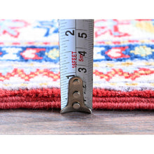 Load image into Gallery viewer, 2&#39;8&quot;x6&#39;5&quot; Berry Red, Kazak With Geometric Medallions Design, Hand Knotted, Soft And Velvety Wool, Vegetable Dyes, Denser Weave, Runner, Oriental Rug FWR2700