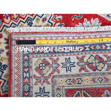 Load image into Gallery viewer, 2&#39;8&quot;x6&#39;5&quot; Berry Red, Kazak With Geometric Medallions Design, Hand Knotted, Soft And Velvety Wool, Vegetable Dyes, Denser Weave, Runner, Oriental Rug FWR2700