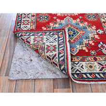 Load image into Gallery viewer, 2&#39;7&quot;x6&#39;9&quot; Ajax Red, Kazak With Geometric Medallions Design, Soft And Shiny Wool, Hand Knotted, Vegetable Dyes, Denser Weave, Runner, Oriental Rug FWR2706