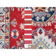 Load image into Gallery viewer, 2&#39;7&quot;x6&#39;9&quot; Ajax Red, Kazak With Geometric Medallions Design, Soft And Shiny Wool, Hand Knotted, Vegetable Dyes, Denser Weave, Runner, Oriental Rug FWR2706
