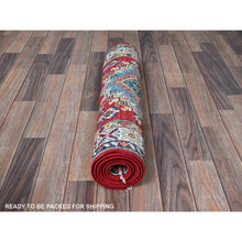 Load image into Gallery viewer, 2&#39;7&quot;x6&#39;9&quot; Ajax Red, Kazak With Geometric Medallions Design, Soft And Shiny Wool, Hand Knotted, Vegetable Dyes, Denser Weave, Runner, Oriental Rug FWR2706