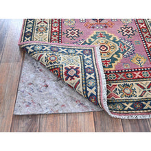 Load image into Gallery viewer, 2&#39;7&quot;x10&#39;1&quot; Neon Pink, Kazak with Tribal Medallions Design, Hand Knotted, Soft and Vibrant Wool, Vegetable Dyes, Denser Weave, Runner, Oriental Rug Sh455 FWR2730