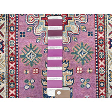 Load image into Gallery viewer, 2&#39;7&quot;x10&#39;1&quot; Neon Pink, Kazak with Tribal Medallions Design, Hand Knotted, Soft and Vibrant Wool, Vegetable Dyes, Denser Weave, Runner, Oriental Rug Sh455 FWR2730