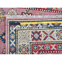 Load image into Gallery viewer, 2&#39;7&quot;x10&#39;1&quot; Neon Pink, Kazak with Tribal Medallions Design, Hand Knotted, Soft and Vibrant Wool, Vegetable Dyes, Denser Weave, Runner, Oriental Rug Sh455 FWR2730