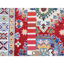 Load image into Gallery viewer, 2&#39;9&quot;x9&#39;8&quot; Berry Red, Kazak with Geometric Medallions Design, Soft and Shiny Wool, Hand Knotted, Vegetable Dyes, Denser Weave, Runner, Oriental Rug Sh456 FWR2736