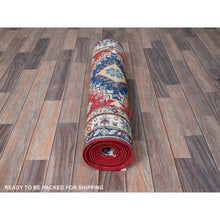 Load image into Gallery viewer, 2&#39;10&quot;x9&#39;7&quot; Crimson Red, Kazak with Geometric Medallions Design, Hand Knotted, Soft and Vibrant Wool, Vegetable Dyes, Denser Weave, Runner, Oriental Rug FWR2742
