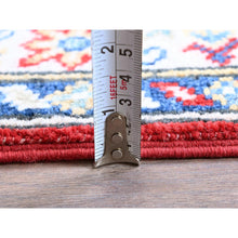 Load image into Gallery viewer, 2&#39;10&quot;x9&#39;7&quot; Crimson Red, Kazak With Geometric Medallions Design, Hand Knotted, Soft And Vibrant Wool, Vegetable Dyes, Denser Weave, Runner, Oriental Rug FWR2742