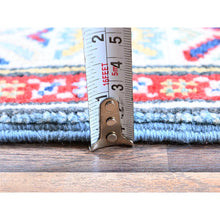 Load image into Gallery viewer, 2&#39;7&quot;x9&#39;9&quot; Carolina Blue, Kazak With Tribal Medallions Design, Soft And Shiny Wool, Vegetable Dyes, Hand Knotted, Denser Weave, Runner, Oriental Rug FWR2748