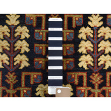 Load image into Gallery viewer, 4&#39;4&quot;x5&#39;9&quot; Navy Blue Antique Persian Heriz With Tree Design Pure Wool Hand-knotted Oriental Rug FWR275628
