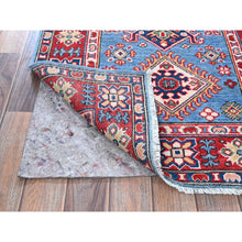 Load image into Gallery viewer, 2&#39;9&quot;x9&#39;6&quot; Carolina Blue, Kazak With Tribal Medallions Design, Hand Knotted, Soft And Velvety Wool, Vegetable Dyes, Denser Weave, Runner, Oriental Rug FWR2754
