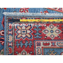 Load image into Gallery viewer, 2&#39;9&quot;x9&#39;6&quot; Carolina Blue, Kazak with Tribal Medallions Design, Hand Knotted, Soft and Velvety Wool, Vegetable Dyes, Denser Weave, Runner, Oriental Rug Sh459 FWR2754