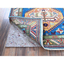 Load image into Gallery viewer, 2&#39;9&quot;x8&#39;2&quot; Bayern Blue, Kazak with Tribal Medallions Design, Hand Knotted, Soft and Velvety Wool, Denser Weave, Vegetable Dyes, Runner, Oriental Rug Sh461 FWR2766