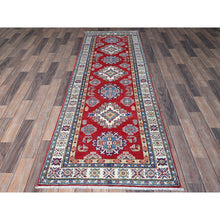 Load image into Gallery viewer, 2&#39;8&quot;x8&#39;2&quot; Ajax Red, Kazak With Geometric Medallions Design, Soft And Shiny Wool, Hand Knotted, Vegetable Dyes, Denser Weave, Runner, Oriental Rug FWR2772