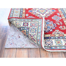 Load image into Gallery viewer, 2&#39;8&quot;x8&#39;2&quot; Ajax Red, Kazak With Geometric Medallions Design, Soft And Shiny Wool, Hand Knotted, Vegetable Dyes, Denser Weave, Runner, Oriental Rug FWR2772