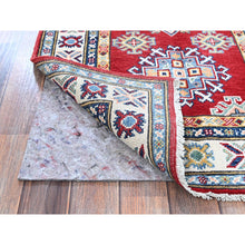 Load image into Gallery viewer, 2&#39;8&quot;x9&#39;6&quot; Crimson Red, Kazak with Geometric Medallions Design, Hand Knotted, Soft and Shiny Wool, Vegetable Dyes, Denser Weave, Runner, Oriental Rug Sh463 FWR2778