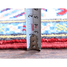 Load image into Gallery viewer, 2&#39;8&quot;x9&#39;6&quot; Crimson Red, Kazak with Geometric Medallions Design, Hand Knotted, Soft and Shiny Wool, Vegetable Dyes, Denser Weave, Runner, Oriental Rug Sh463 FWR2778