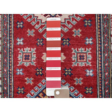 Load image into Gallery viewer, 2&#39;6&quot;x7&#39;9&quot; Berry Red, Kazak with Geometric Medallions Design, Soft and Velvety Wool, Hand Knotted, Vegetable Dyes, Denser Weave, Runner, Oriental Rug Sh464 FWR2784