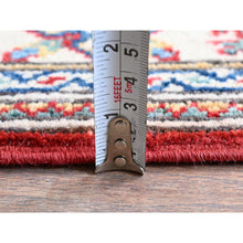 Load image into Gallery viewer, 2&#39;6&quot;x7&#39;9&quot; Berry Red, Kazak with Geometric Medallions Design, Soft and Velvety Wool, Hand Knotted, Vegetable Dyes, Denser Weave, Runner, Oriental Rug Sh464 FWR2784