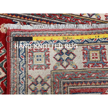 Load image into Gallery viewer, 2&#39;6&quot;x7&#39;9&quot; Berry Red, Kazak with Geometric Medallions Design, Soft and Velvety Wool, Hand Knotted, Vegetable Dyes, Denser Weave, Runner, Oriental Rug Sh464 FWR2784