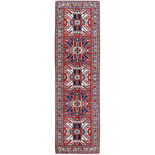Load image into Gallery viewer, 2&#39;9&quot;x9&#39;10&quot; Crimson Red, Eagle Kazak with Tribal Medallions Design, Soft and Shiny Wool, Hand Knotted, Vegetable Dyes, Denser Weave, Runner, Oriental Rug Sh466 FWR2796