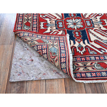 Load image into Gallery viewer, 2&#39;9&quot;x9&#39;10&quot; Crimson Red, Eagle Kazak With Tribal Medallions Design, Soft And Shiny Wool, Hand Knotted, Vegetable Dyes, Denser Weave, Runner, Oriental Rug FWR2796