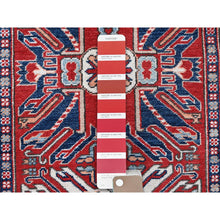 Load image into Gallery viewer, 2&#39;9&quot;x9&#39;10&quot; Crimson Red, Eagle Kazak With Tribal Medallions Design, Soft And Shiny Wool, Hand Knotted, Vegetable Dyes, Denser Weave, Runner, Oriental Rug FWR2796