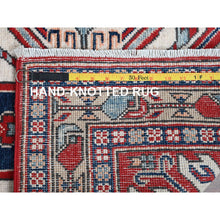 Load image into Gallery viewer, 2&#39;9&quot;x9&#39;10&quot; Crimson Red, Eagle Kazak With Tribal Medallions Design, Soft And Shiny Wool, Hand Knotted, Vegetable Dyes, Denser Weave, Runner, Oriental Rug FWR2796