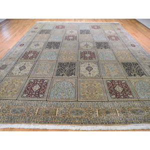 12'x17'4" Kashmir Pure Silk 576 Kpsi Panel Design Mansion Size Hand-knotted Oriental Rug FWR281472