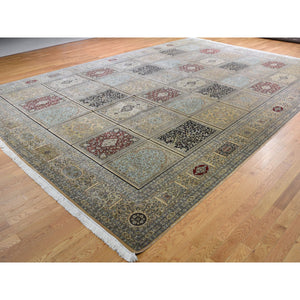 12'x17'4" Kashmir Pure Silk 576 Kpsi Panel Design Mansion Size Hand-knotted Oriental Rug FWR281472