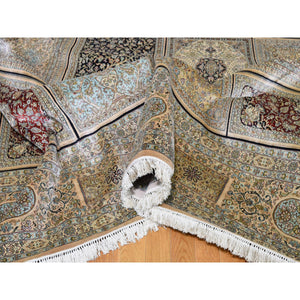 12'x17'4" Kashmir Pure Silk 576 Kpsi Panel Design Mansion Size Hand-knotted Oriental Rug FWR281472