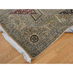 12'x17'4" Kashmir Pure Silk 576 Kpsi Panel Design Mansion Size Hand-knotted Oriental Rug FWR281472