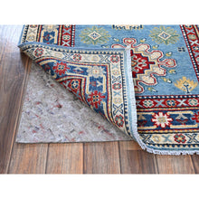 Load image into Gallery viewer, 2&#39;8&quot;x6&#39;8&quot; Carolina Blue, Kazak with Tribal Medallion Design, Hand Knotted, Soft and Velvety Wool, Vegetable Dyes, Denser Weave, Runner, Oriental Rug Sh469 FWR2814