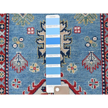 Load image into Gallery viewer, 2&#39;8&quot;x6&#39;8&quot; Carolina Blue, Kazak with Tribal Medallion Design, Hand Knotted, Soft and Velvety Wool, Vegetable Dyes, Denser Weave, Runner, Oriental Rug Sh469 FWR2814