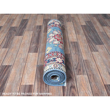 Load image into Gallery viewer, 2&#39;8&quot;x6&#39;8&quot; Carolina Blue, Kazak with Tribal Medallion Design, Hand Knotted, Soft and Velvety Wool, Vegetable Dyes, Denser Weave, Runner, Oriental Rug Sh469 FWR2814