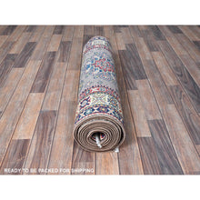 Load image into Gallery viewer, 2&#39;9&quot;x12&#39;6&quot; Dove Gray, Kazak with Tribal Medallions Design, Hand Knotted, Soft and Velvety Wool, Vegetable Dyes, Denser Weave, Runner, Oriental Rug Sh472 FWR2832