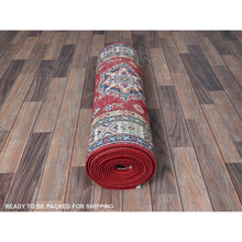 Load image into Gallery viewer, 2&#39;9&quot;x16&#39;5&quot; Chili Red, Kazak with Tribal Medallions Design, Soft and Shiny Wool, Vegetable Dyes, Hand Knotted, Denser Weave, XL Runner, Oriental Rug Sh473 FWR2838