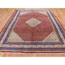 Load image into Gallery viewer, 6&#39;7&quot;x10&#39;2&quot; Red New Persian Sarouk Mir Full Pile Pure Wool Small Design Hand Knotted Oriental Rug FWR284544