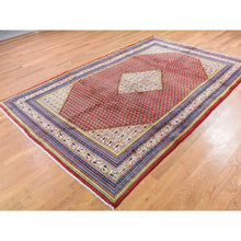 Load image into Gallery viewer, 6&#39;7&quot;x10&#39;2&quot; Red New Persian Sarouk Mir Full Pile Pure Wool Small Design Hand Knotted Oriental Rug FWR284544