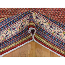 Load image into Gallery viewer, 6&#39;7&quot;x10&#39;2&quot; Red New Persian Sarouk Mir Full Pile Pure Wool Small Design Hand Knotted Oriental Rug FWR284544