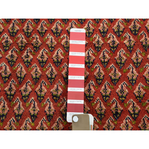 6'7"x10'2" Red New Persian Sarouk Mir Full Pile Pure Wool Small Design Hand Knotted Oriental Rug FWR284544