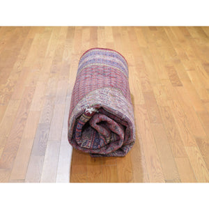 6'7"x10'2" Red New Persian Sarouk Mir Full Pile Pure Wool Small Design Hand Knotted Oriental Rug FWR284544