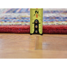 Load image into Gallery viewer, 6&#39;7&quot;x10&#39;2&quot; Red New Persian Sarouk Mir Full Pile Pure Wool Small Design Hand Knotted Oriental Rug FWR284544