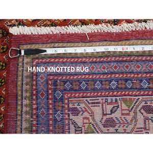 6'7"x10'2" Red New Persian Sarouk Mir Full Pile Pure Wool Small Design Hand Knotted Oriental Rug FWR284544
