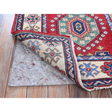 Load image into Gallery viewer, 2&#39;9&quot;x12&#39;10&quot; Chili Red, Kazak With Tribal Medallions Design, Hand Knotted, Soft And Velvety Wool, Denser Weave, Vegetable Dyes, Runner, Oriental Rug FWR2844