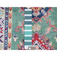 Load image into Gallery viewer, 2&#39;8&quot;x9&#39;10&quot; Marine Green, Kazak with Geometric Medallions Design, Hand Knotted, Soft and Velvety Wool, Vegetable Dyes, Denser Weave, Runner, Oriental Rug Sh476 FWR2856