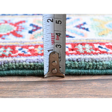 Load image into Gallery viewer, 2&#39;8&quot;x9&#39;10&quot; Marine Green, Kazak with Geometric Medallions Design, Hand Knotted, Soft and Velvety Wool, Vegetable Dyes, Denser Weave, Runner, Oriental Rug Sh476 FWR2856