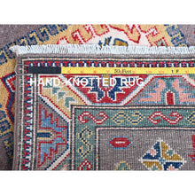 Load image into Gallery viewer, 2&#39;8&quot;x12&#39; Quail Gray, Kazak With Tribal Medallions Design, Hand Knotted, Soft And Velvety Wool, Denser Weave, Vegetable Dyes, Runner, Oriental Rug FWR2862