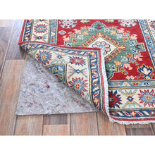 Load image into Gallery viewer, 2&#39;7&quot;x12&#39;7&quot; Berry Red, Kazak with Tribal Medallions Design, Hand Knotted, Soft and Shiny Wool, Vegetable Dyes, Denser Weave, Runner, Oriental Rug Sh479 FWR2874