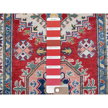Load image into Gallery viewer, 2&#39;7&quot;x12&#39;7&quot; Berry Red, Kazak With Tribal Medallions Design, Hand Knotted, Soft And Shiny Wool, Vegetable Dyes, Denser Weave, Runner, Oriental Rug FWR2874