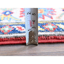 Load image into Gallery viewer, 2&#39;7&quot;x12&#39;7&quot; Berry Red, Kazak with Tribal Medallions Design, Hand Knotted, Soft and Shiny Wool, Vegetable Dyes, Denser Weave, Runner, Oriental Rug Sh479 FWR2874